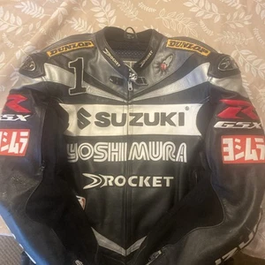 R GSX Leather Motorcycle Racing Jacket Size 44 - Picture 1 of 2