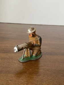 Antique Barclay Manoil Lead Metal Soldier Kneeling Machine Gunner Figure - Picture 1 of 10