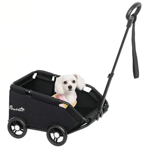 PawHut Foldable Dog Stroller with Safety Straps, Storage Bag, Black - Picture 1 of 11