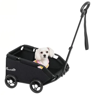 PawHut Foldable Dog Stroller with Safety Straps, Storage Bag, Black - Image 1 of 4