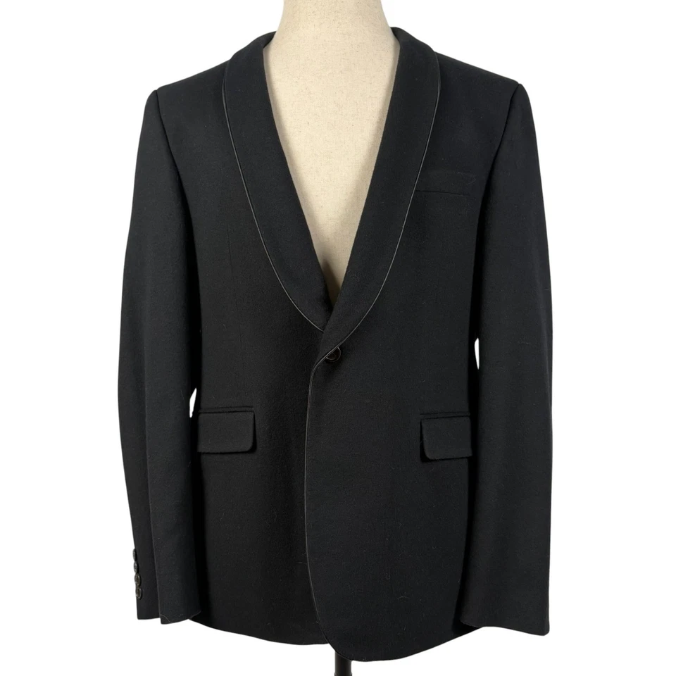Hugo Boss Black Cashmere Wool Blazer Mens 42R Shawl Lapel Single Button Evening - Image 1 of 4