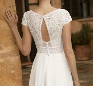 Brautkleid Hochzeitskleid Kurz 7/8 Spitze Standesamt Gr.48 Vintagestyle - Bild 1 von 3