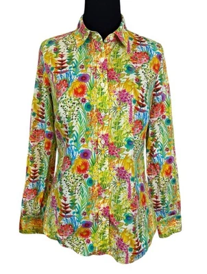 J. Blusa Tresco Crew Liberty Estampados Talla 2 XS Amarilla Floral Camisa Top Con Botones Foto 1 de 4