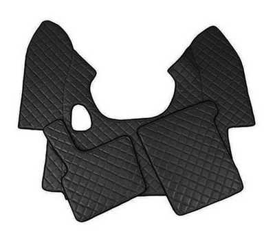 Schwarz mit Rot Öko Leder Fußmatte Bezüge für DAF XF 95 Manuell Linke Seite Fahr - Bild 1 von 2