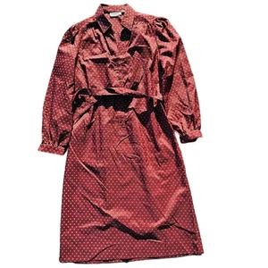 Camicia sportiva Schrader vintage anni 70 abito con cintura fascia taglia 14 rosso bordeaux (499) - Foto 1 di 7