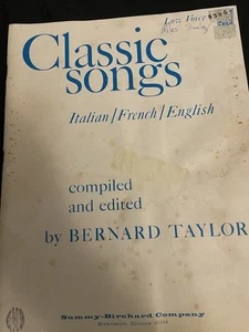 Vintage Noten Klassiker Lieder Bernard Taylor niedrige Stimme Italienisch Französisch Englisch - Bild 1 von 6