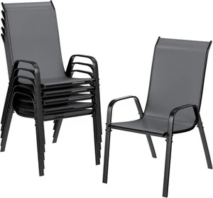 6er Set Balkonstühle Gartenstühle Stapelbar Belastbar Metall Gartenstuhl 150kg - Bild 1 von 32