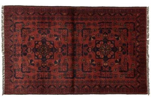 Afghan Khal Mohammadi Teppich Handgeknüpft 80x120 Rot Geometrisch Muster Wolle - Picture 1 of 6
