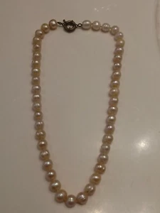 Vintage Chunky Baroque White Freshwater Pearls Approx 9mm Necklace - Picture 1 of 3