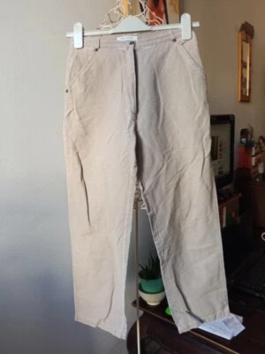 Pantacourt taille haute en lin beige 36 S Jacqueline Riu - Photo 1/4