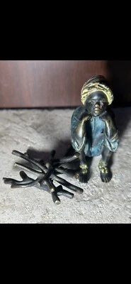 ANTIGUO FRANZ BERGMAN AUSTRIACO VIENA BRONCE NIÑO PINTADO EN FRÍO CON LEÑA Foto 1 de 4