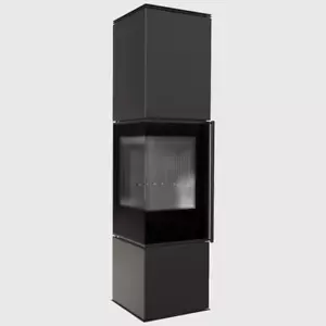 • Kratki Kaminofen Eckkamin aus Stahl REN/L links Ø 150 7 kW Brennkammer black - Bild 1 von 8