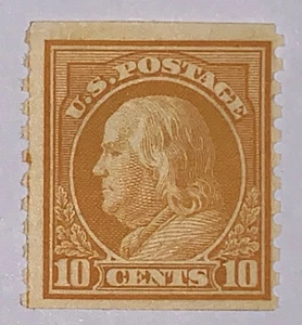 Travelstamps:1916-1922 US Stamps Sc #497 Yellow 10¢ NoWM Coil Single MOGH - Picture 1 of 6