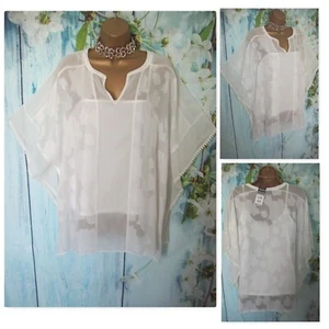 NEW WALLIS KIMONO TOP M 12/14, Ivory white Chiffon Overlay Occasion 2 piece Set - Picture 1 of 9