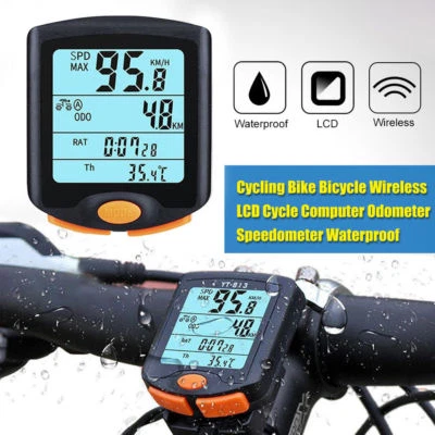 Funk Kabellos Fahrradcomputer LCD Fahrrad Tachometer Radfahren Kilometerzähler - Bild 1 von 4