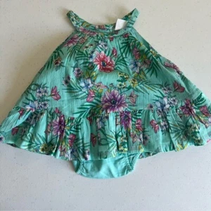 NWOT Baby GAP floral Halter dress size 0-3 months with bloomers summer jade - Picture 1 of 7