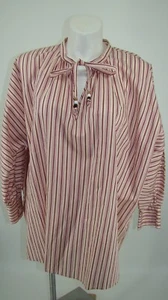 NUEVA BLUSA HUGO BOSS PARA MUJER PLUS BATECO ROJA DE GRAN TAMAÑO BLANCA A RAYAS TOP 18 AC - Imagen 1 de 9