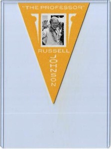 2012 PANINI GOLDEN AGE RUSSELL JOHNSON YELLOW PARALLEL PENNANT #11 ~ GILLIGAN'S