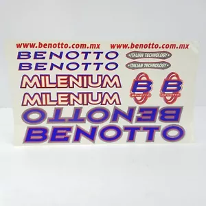 Benotto Milenium Set Adesivi Telaio Decalcomanie Italiane Vintage Bici Ciclismo Blu - Foto 1 di 6
