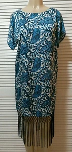 NUEVO MICHAEL KORS Heritage Impreso Azul Flecos Recortado Cambio Vestido Talla XS,L - Imagen 1 de 11