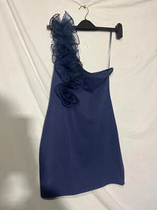 Women’s Rare Size 8 Navy Cotton Mini Y2K Dress with detail - Picture 1 of 7
