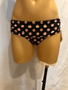 COSTUME DA BAGNO NUOVO CON ETICHETTE VICTORIA'S SECRET NERO ROSA ORO A POIS BIKINI FONDO XS - Foto 1 di 3