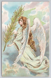 Ostern geflügelter Engel mit Rosmarin zum Gedenken unbespielt DB Postkarte blauer Himmel - Bild 1 von 3