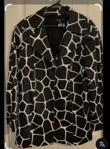INC Womens Jacket Coat Lined Belted Black &White Animal Print 2X NWOT - Picture 1 of 6