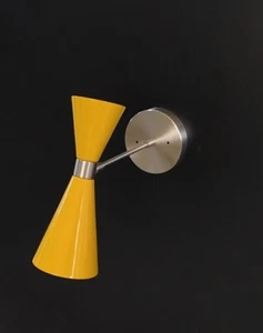 Applique da parete metà secolo pezzo unico lampada da parete giallo opaco lam... - Foto 1 di 5
