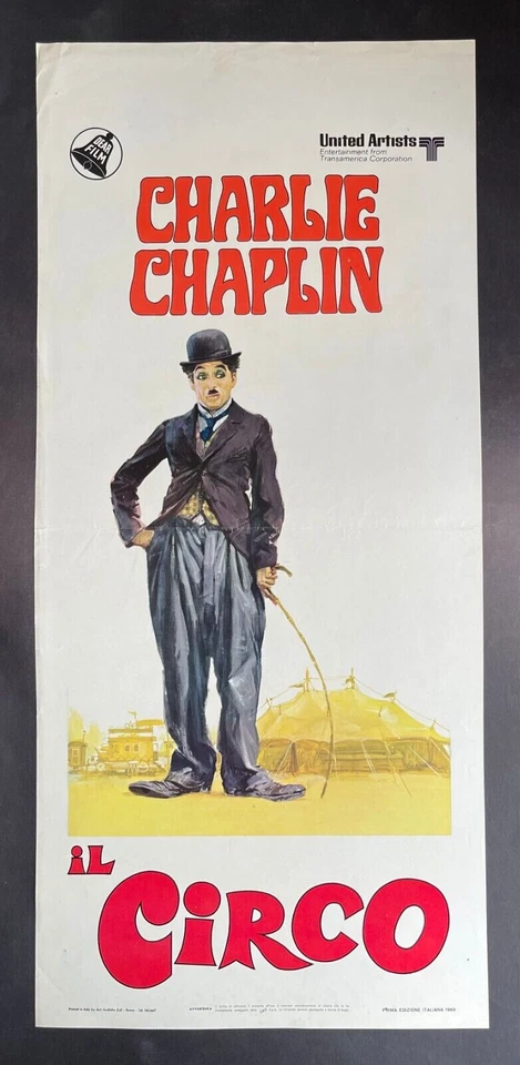 DER ZIRKUS - Seltener Italien Spielzettel 1950er CHARLIE CHAPLIN Filmplakat Affiche - Bild 1 von 1