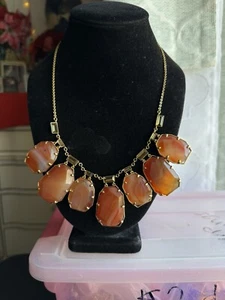 KATE SPADE Orange Agate “SET IN STONE” Statment Bib Necklace - Picture 1 of 11