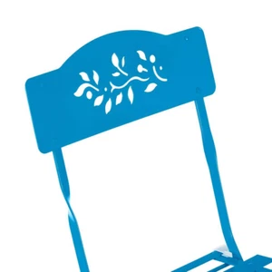 Indoor/Outdoor 3-Piece Bistro Set Folding Table And Chairs Patio Seating, Blue - Picture 1 of 12