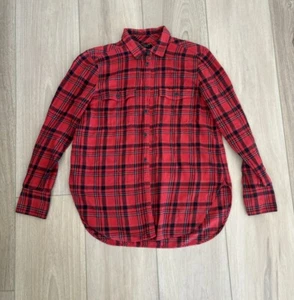 J Crew Shirt Womens 6 Red Black Plaid Button Up 100% Cotton Christmas - Picture 1 of 6