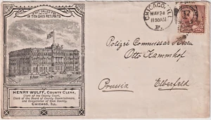 Chicago ILL f duplex 5c Overseas to Prussia Illust advt cover Henry Wulff (g286) - Picture 1 of 2