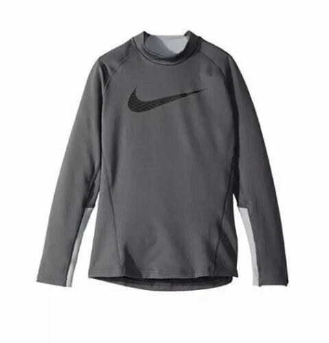 Nike 6638 Boys Grey Pro Warm Long Sleeve Mock Top Size S