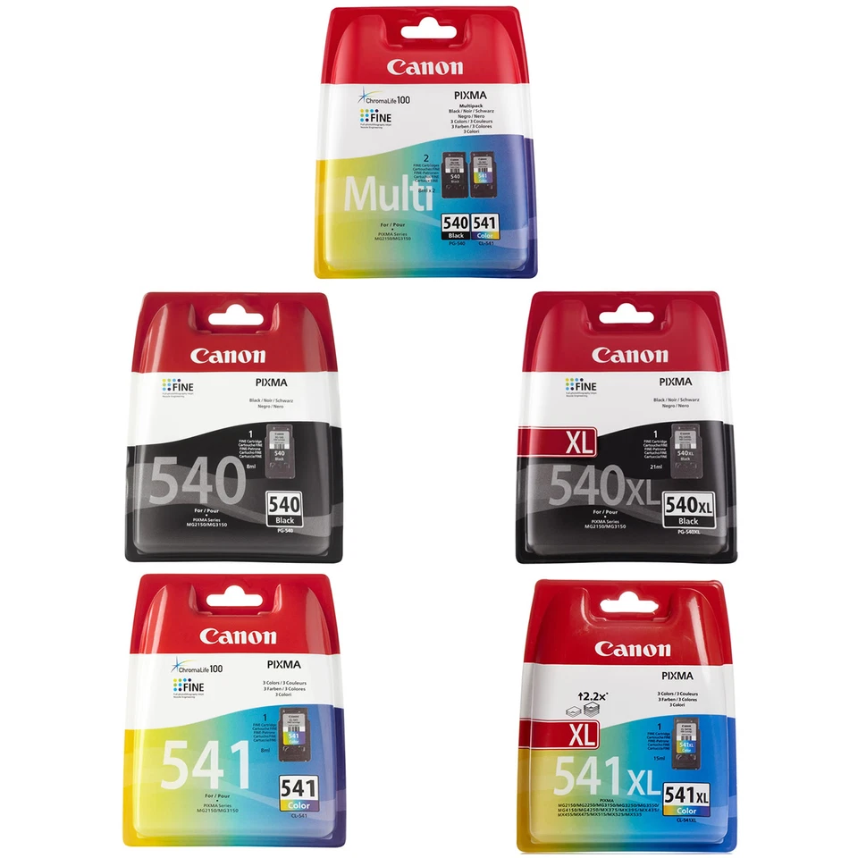 Canon 540/541 & 540XL/541XL Noir & Tricolour Cartouche d'encre pour Pixma MG2150 - Photo 1/1