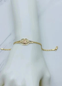 ❤️ Real 14k Gold Bracelet Virgin Mary Guadalupe - Pulsera en oro de 14K - Picture 1 of 4