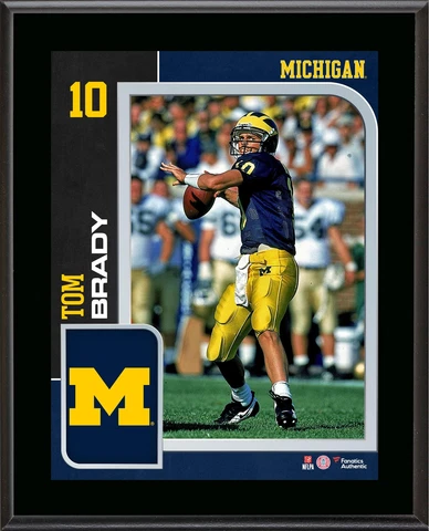 Tom Brady Wolverines 10.5x13 Sublimated Player Plaque - Fanatics Cover