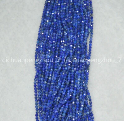 Wholesale Faceted 2mm Blue Lapis Lazuli Gemstone Round Loose Beads 15.5'' Strand - Image 1 of 4