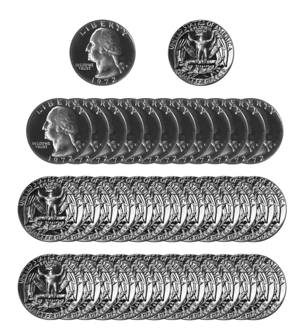1972 S Washington Quarter 25c Choice Gem Proof Roll CN-Clad 40 US Coins Cover