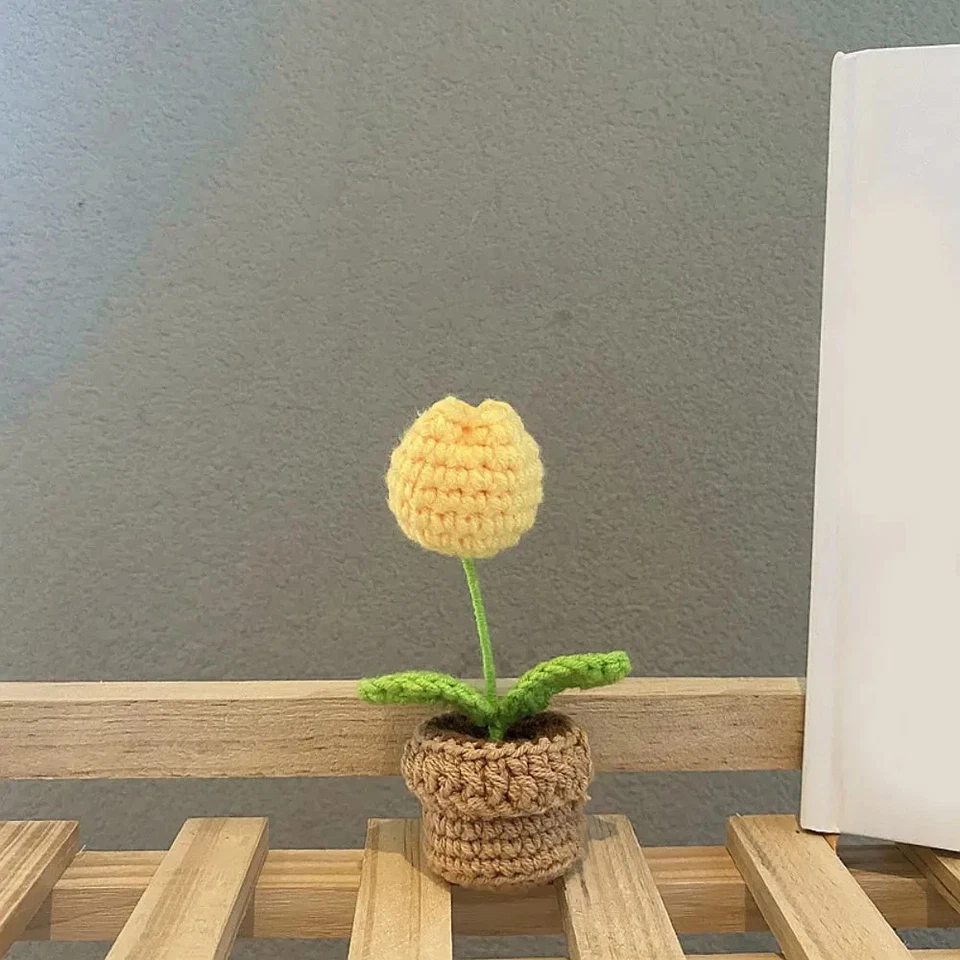 Flores de ganchillo hechas a mano completas tejidas a mano plantas en maceta regalo Foto 1 de 4