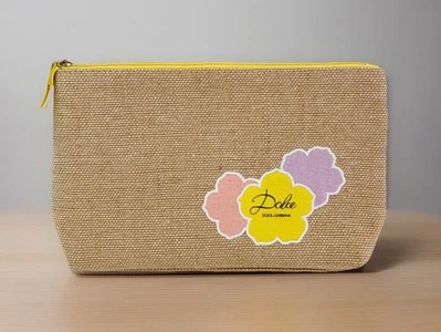 DOLCE & GABBANA Bag Clutch Jute Straw Burlap Cosmetic Màkeup Pouch Travel - Image 1 of 4