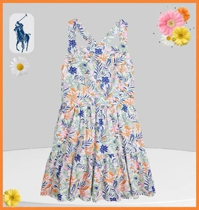 Vestido Polo Ralph Lauren Niñas Pequeñas Estampado Tropical Lino-Algodón Talla 3 - Imagen 1 de 6