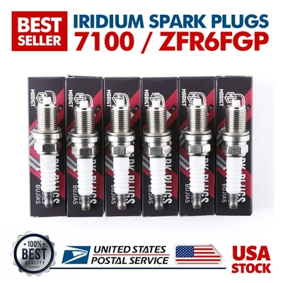 6PCS OEM New ZFR6FGP 7100 Iridium Resistor Spark Plugs For Acura TL 2002-2003 - Image 1 of 4