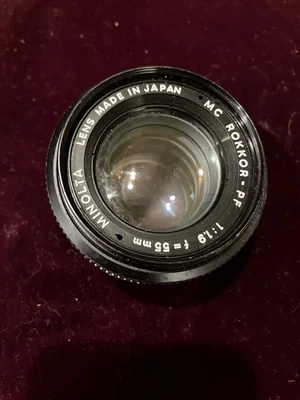 Camera Lens Minolta 1:19 f=55mm MC ROKKOR-PF Made In Japan - Image 1 of 4