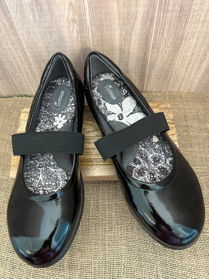 SoftWalk высоты точки черный лакированная кожа Мэри Джейн обуви США 11-11,5 ** оценка - Изображение 1 из 4
