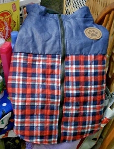 Cappotto cane INVERNALE a quadri taglia grande CERNIERA 4 CHIUSURE - Foto 1 di 3