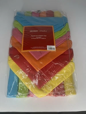 Placemats Napkins Setting 6 Party Birthday Colorful Patio Festive Holiday NWT - Image 1 of 3
