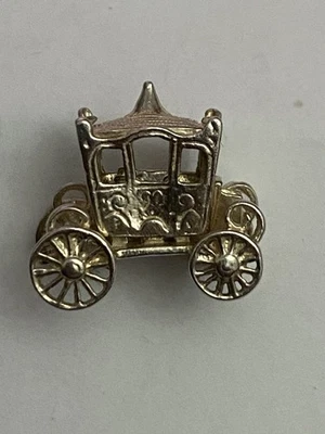 Prata Esterlina ~ Berloque de Carruagem Princesa Cinderela ~ MOVIMENTO DE RODAS! ~ VINTAGE - Imagem 1 de 3