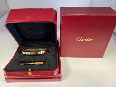 Подлинный Cartier 18K розовое золото и 4 бриллианта любовь браслет размер 18 - Изображение 1 из 4